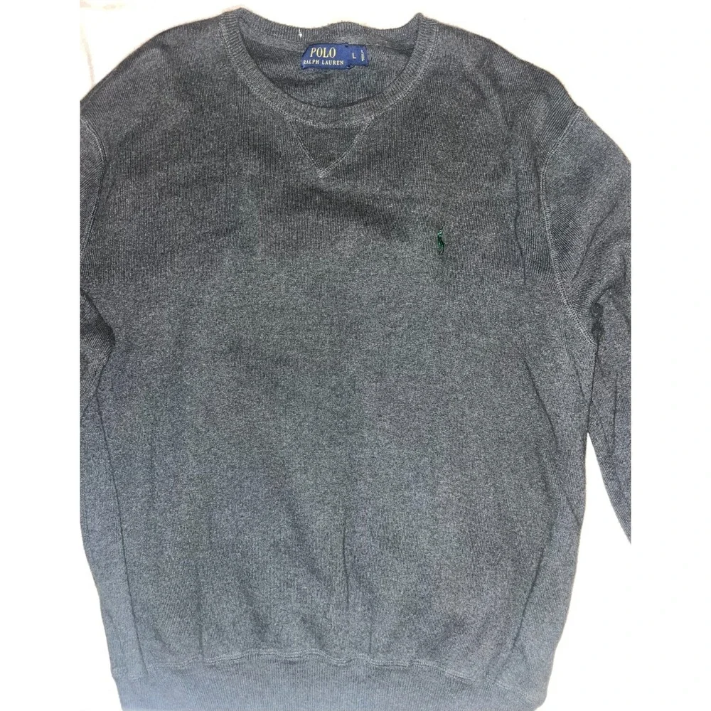 Polo Ralph Lauren Pullover Sweater Gray Logo Men's SZ L U80